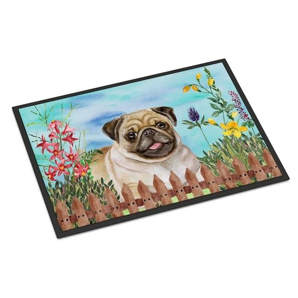 Carolines Treasures Carolines Treasures CK1280MAT Fawn Pug Spring Indoor or Outdoor Mat - 18 x 27 in. CK1280MAT - main